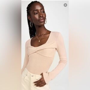 NWT REVOLVE LE SUPERBE Sweetheart Twisted Ribbed Sweater in Nude Sz XS